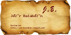 Jür Balabán névjegykártya